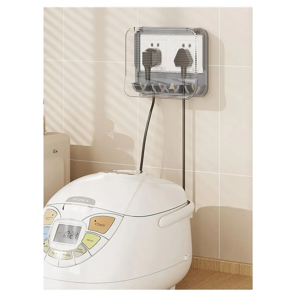 Punch-free Socket Waterproof Cover Opens and Closes At 90 Degrees with Storage Rack Socket Dust Cover Transparent Waterproof Box