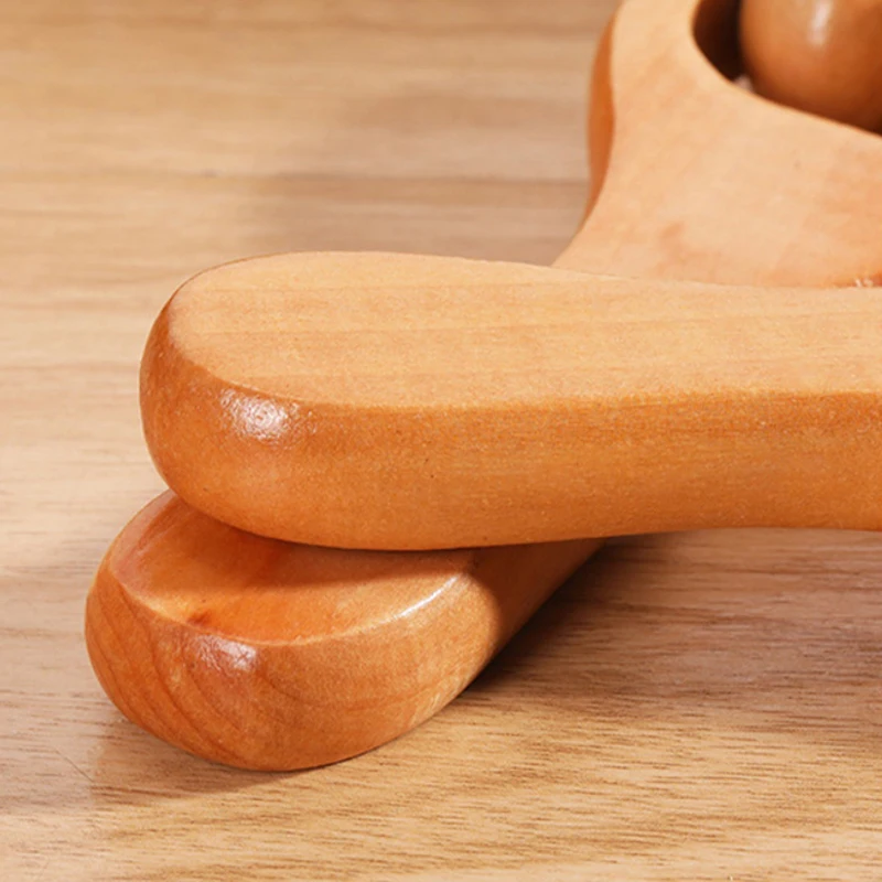 Roller Massager 1Pc Wooden Neck Shoulder Leg Universal Hand Massage Tool