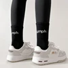 6 Pairs of Women's Spring and Autumn Solid Color Minimalist Letter Slogans for Comfortable Summer Breathable Mid Length Socks 5