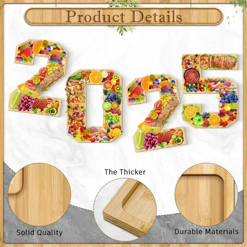 2025 Graduation Decorations Class Of 2025 Food Tray Wooden Charcuterie Numbers Snack Trays Graduation Party Supplies Cake Plates 4