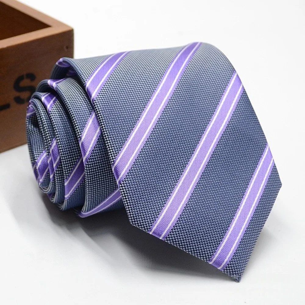 Classic Stripe Necktie - Business Formal Tie for Men 8cm Blue Black Pink Red