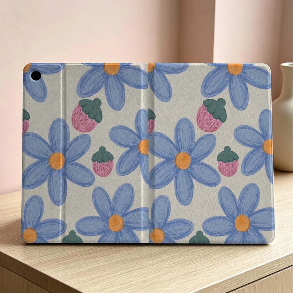 Cartoon Flowers Pattern Soft Tablet Case