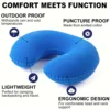 5 colors of silicone inflatable travel neck pillow, portable suede PVC travel pillow, comfortable support for head and neck 2