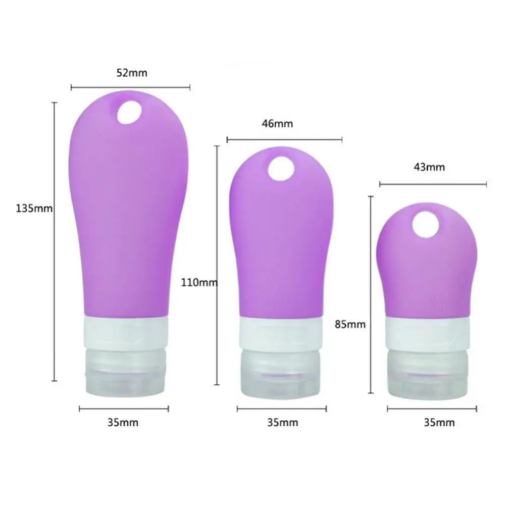38/60/90ml Refillable Travel Bottle Silicone Storage Bottles Hanging Hole Lotion Shampoo Shower Gel Refillable Empty Bottle 4Pcs