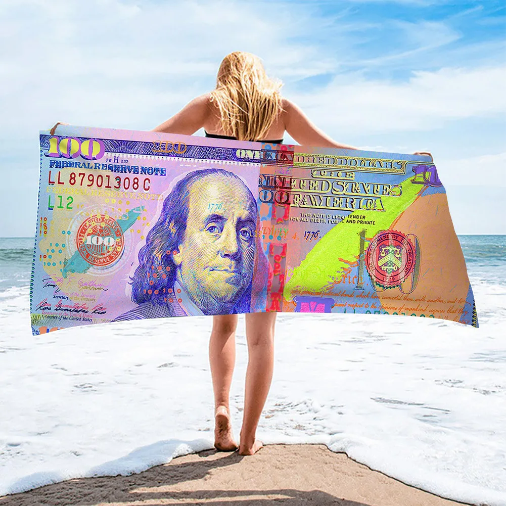 

Dollar US Bill Beach Towels Design Sense Microfiber Towel Bathroom Outdoor Sports Quick Dry Sand Free Swimming Travel Bath Towel