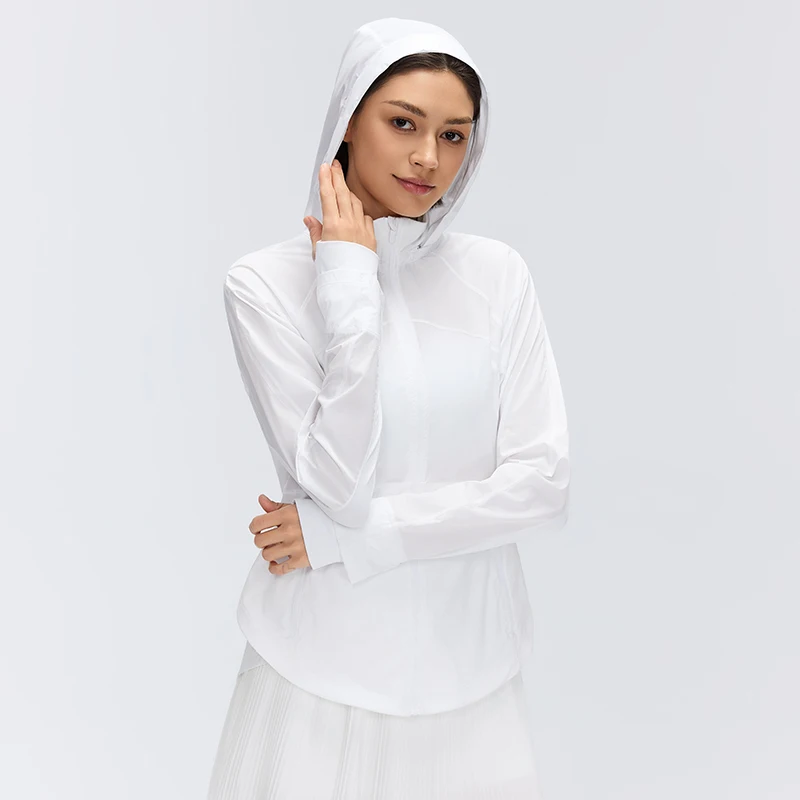 여성용 후드형 얇은 스포츠 재킷, UPF 50+ 자외선 차단, 시원하고 통기성 좋..