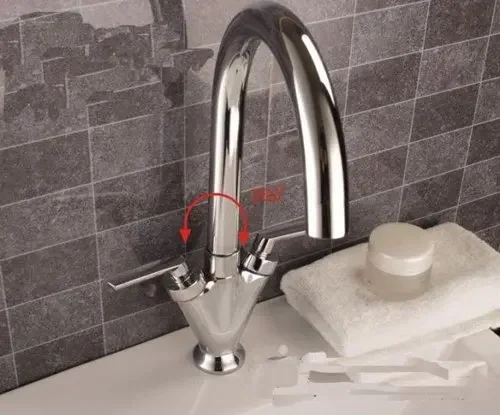 

kitchen Vidric Faucet! rotate 360 degrees.100% brass polished chrome color Dual handle basin mixer faucet .1pcs/lot