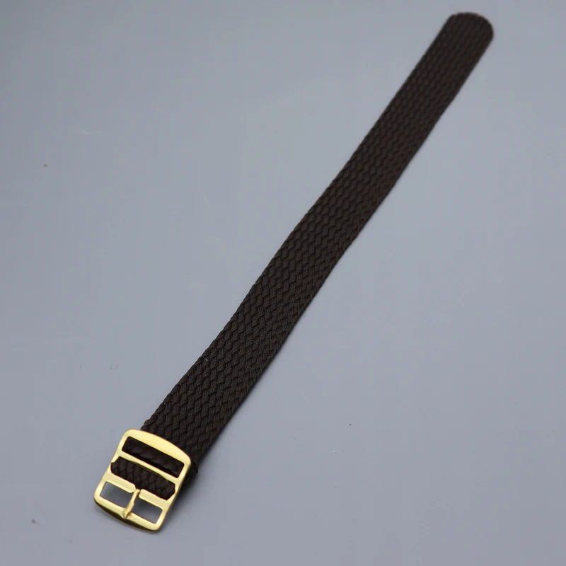 Gold Buckle Braided Nylon Perlon Watch Strap – Elastic Woven Band