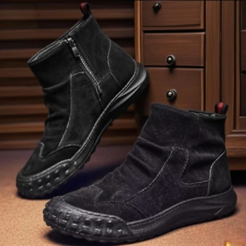 Stivali da uomo all'aperto Stivali da lavoro invernali antiscivolo Moda Uomo alto da arrampicata Scarpe da trekking Scarpe da ginnastica comode in pelle scamosciata Zapatos Hombre 1