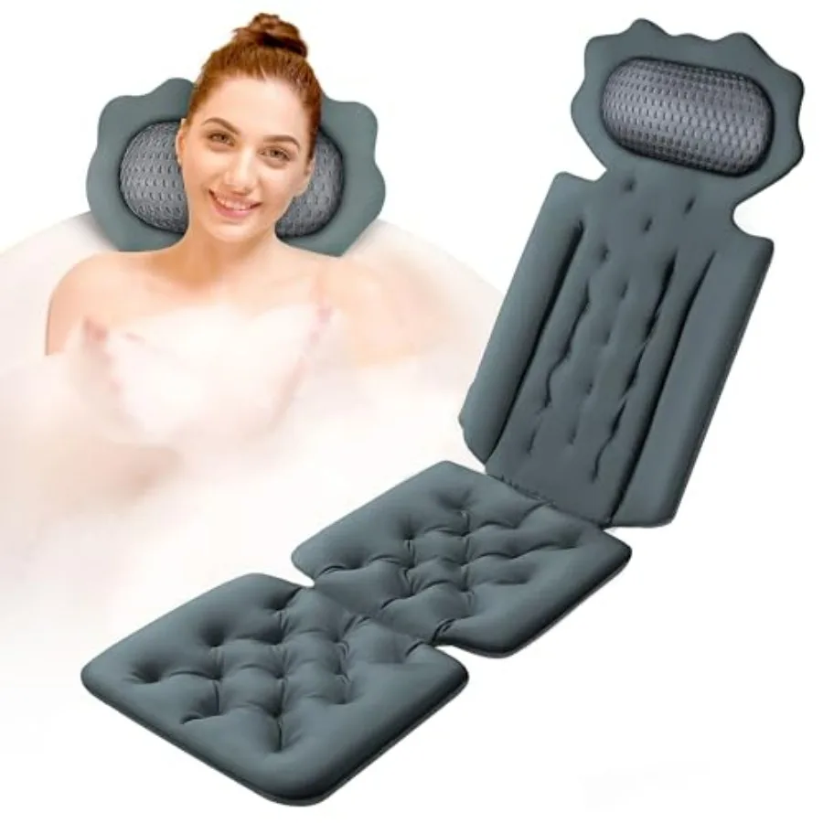 Ergonomic Full Body Bathtub Pillow with Suction Cups