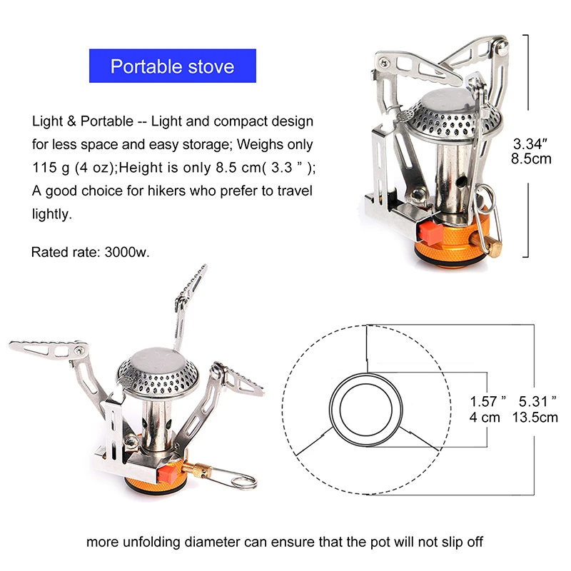 Widesea one-piece gas stove 3500W aluminum alloy portable camping stove for outdoor cooking hiking backpacking