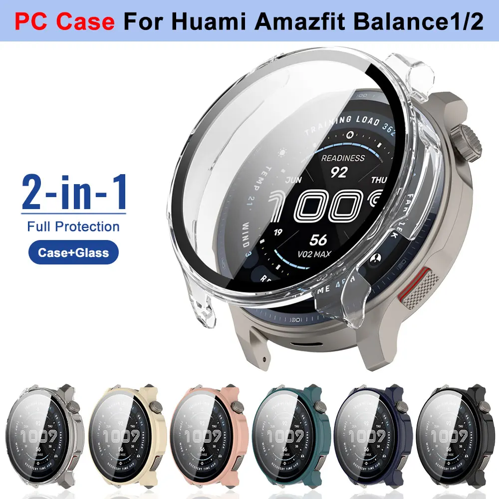 Huami Amazfit Balance 2 PC 보호 케이스 Amazfit Balance 강화 유리 전체 화면 보호기 범퍼 커버 액세서리