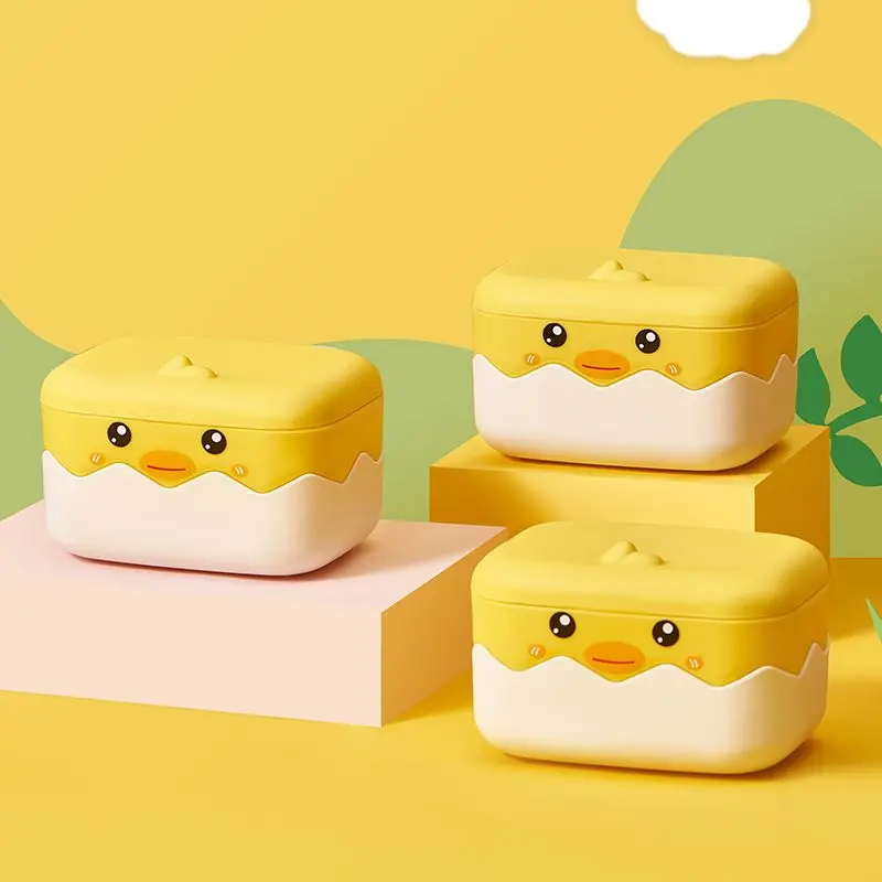 

Soap Box Student Dormitory Home Cartoon Cute Portable Double Layer with Cover Can Drain Laundry Soap Box Soap Holder