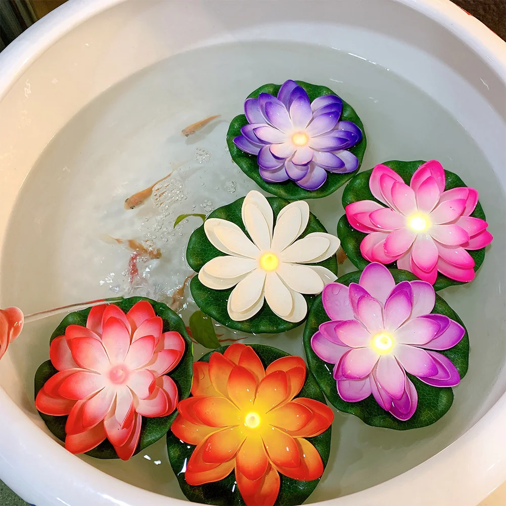 Floating Pool Light Electronic Lotus Floating Lantern Funny Lotus Pool Lamp Decorative River Lantern Wedding Festival Decoration