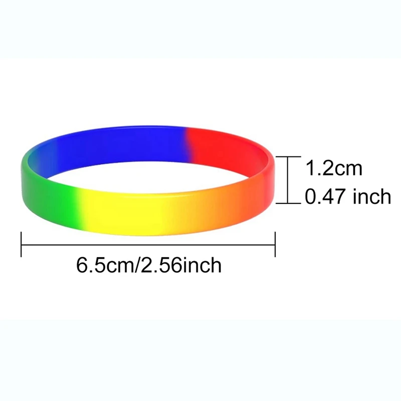 100 PCS Wristband Bulk Rainbow Wristband Multicolor Silica Gel Pride Accessories Party Decorations Supplies