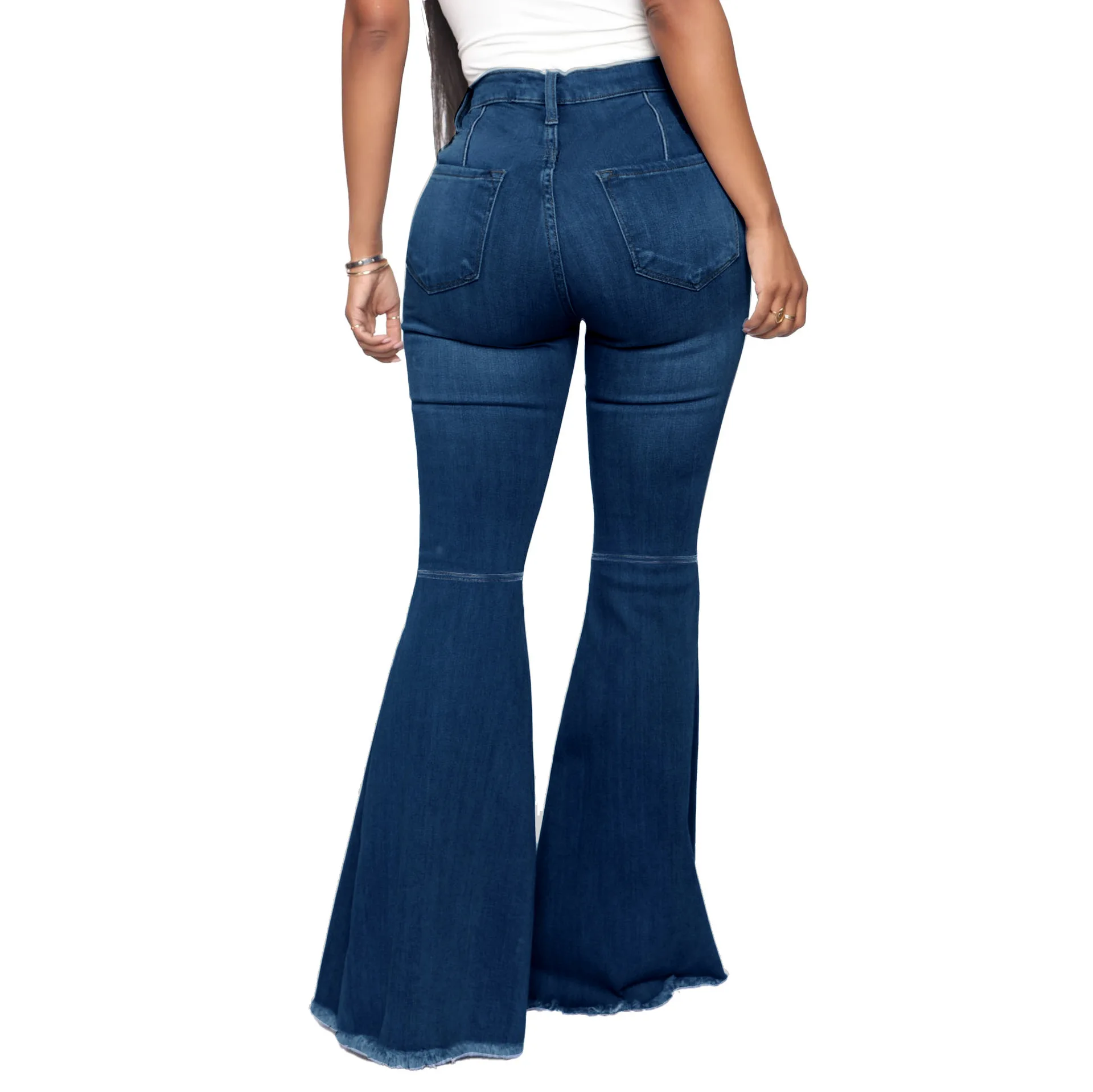 leather pants Tilorraine 2022 European and American fashion high waist versatile slim elastic denim flared pants  jeans woman  wide leg jeans cargo pants