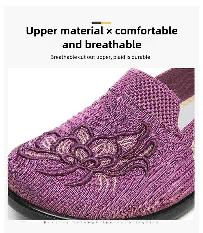 Chinese embroidery loafers women's shoes breathable mesh mom shoes traditional Chinese spring casual comfortable and lightweight