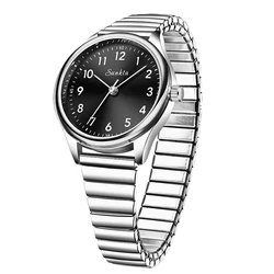 Luxury Women's Quartz Wristwatch with Leather Strap - Elegant Fashion Gift (Silver black)