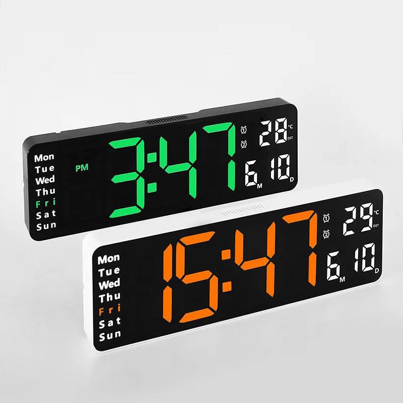 13/16inch Wall-mounted Digital Wall Clock Remote Control Large Wall Clocks Temp Date Week Display Memory Table Clock wall clock,digital wall clock,digital display clock