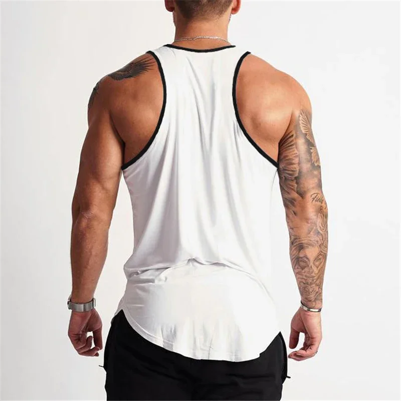 Gym Bodybuilding Sports T-shirt Workout Muscle Vest Fitness Cotton Breathable Sleeveless T-shirt Men Training Tank Tops 4