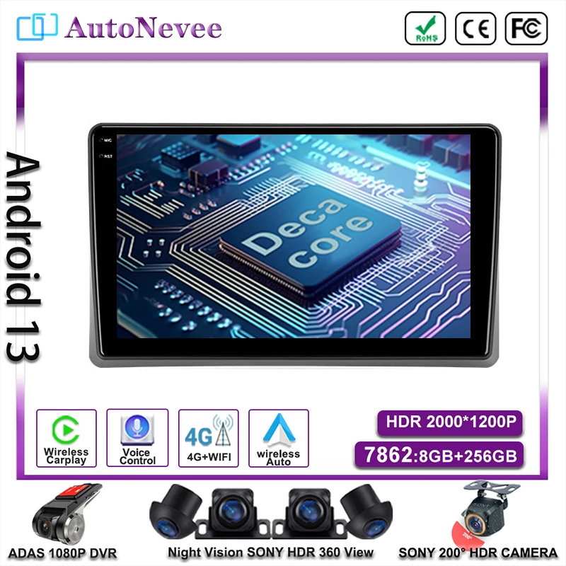 

Android13 для Toyota Land Cruiser 100, автомобильное радио, стерео, мультимедийный автомобильный плеер для Lexus LX470, GPS-навигация, DVD, 2DIN Carplay