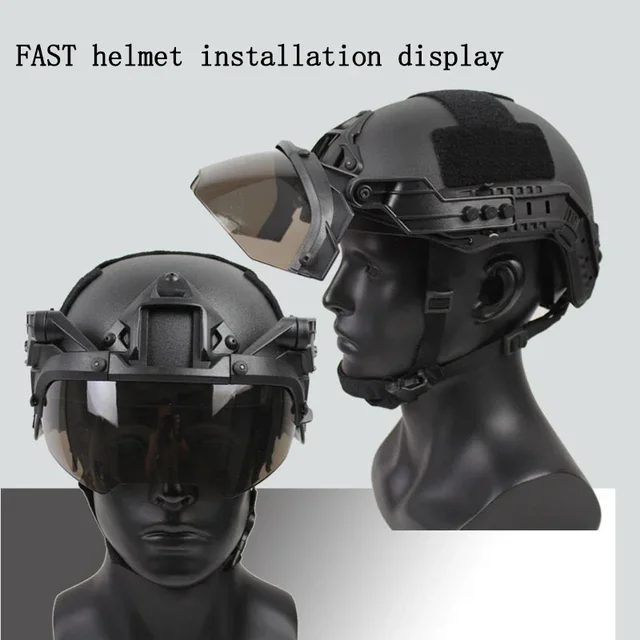 Adjustable Tactical Helmet Flip Goggles Airsoft Paintball FAST Helmet Windproof Anti Fog CS Wargame Protection Goggles 6