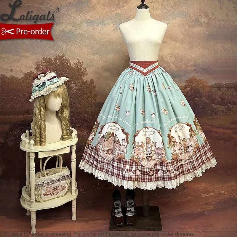 

Pre-order Sweet Lolita Skirt Printed Country Style A-line Skirt by Alice Girl ~ Farm in Bavarian