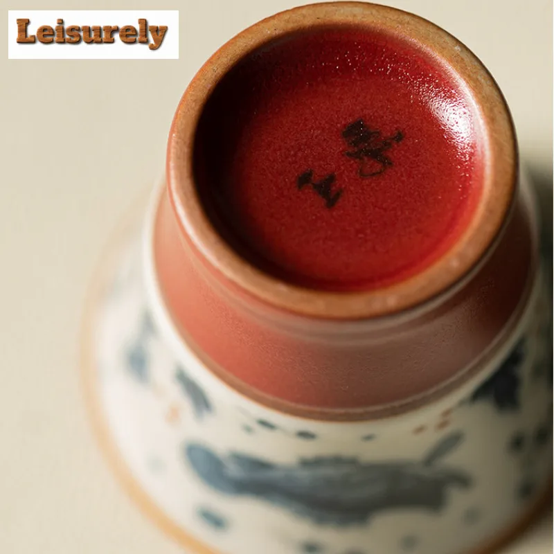 40ml Ru Kiln Crackle Glaze High Teacup Retro Tea Bowl Sample Tea Cup Tea-tasting Smelling Cup Jianzhan Master Cups Tea Items