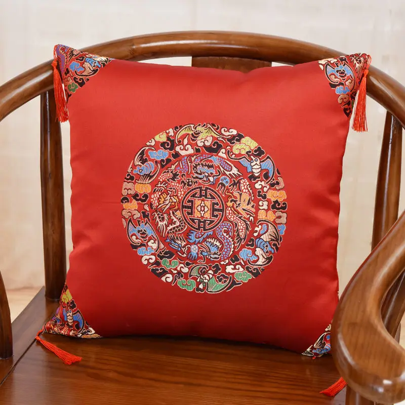 

New Chinese Style Pillow Case Sofa Cushion Bedside Large Backrest Pillowcase Classical Ethnic Waist Cover Home Decoration