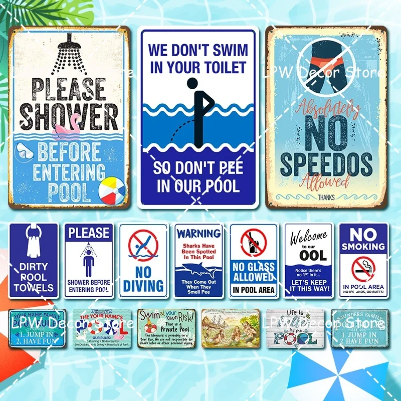 Metal Swimming Pool Signs Tin Swimming Pool Signs Metal Pool Signs Decor Signs Aliexpress