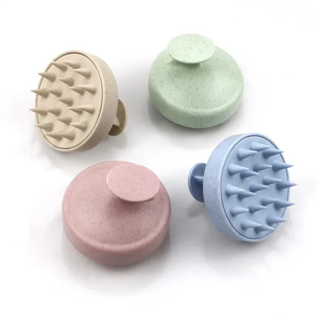 Wheat Straw Silicone Head Wash Clean Care Hair Root Itching Scalp Massage Comb Shower Brush Bath Spa Anti-Dandruff Shampoo