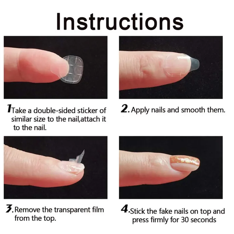 Nail Stickers 600PCS Double Sided Glue Waterproof Breathable Fake Nails