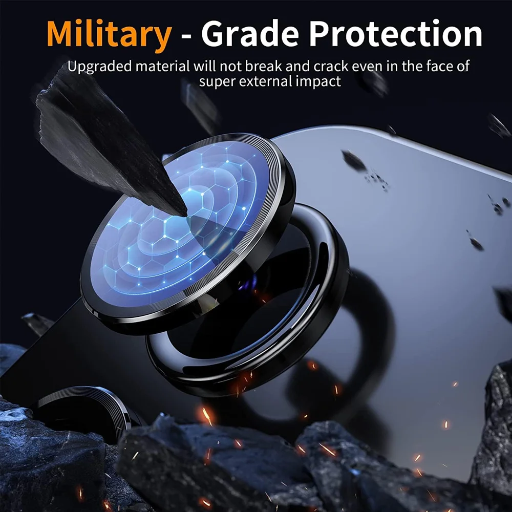 Premium 9D Camera Lens Protector with HD Tempered Glass and Aluminum Rings Cover
