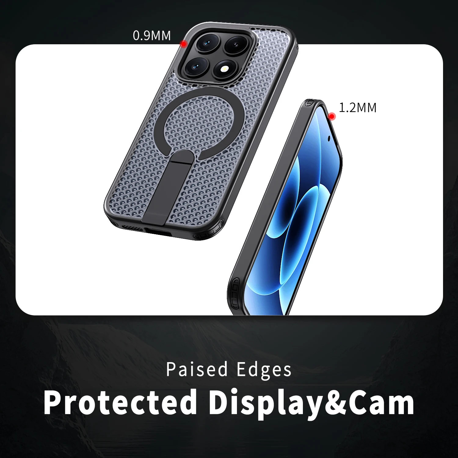 Magnetic Armor Phone Case with Cooling Hole Design and Metal Bracket