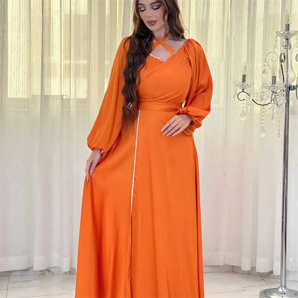 

Dubai Turkey Satin Diamond Long Maxi Party Dress Morocco Kaftan Eid Mubarak Ramadan Jalabiya Femme Musulman Lounge Vestido Abaya