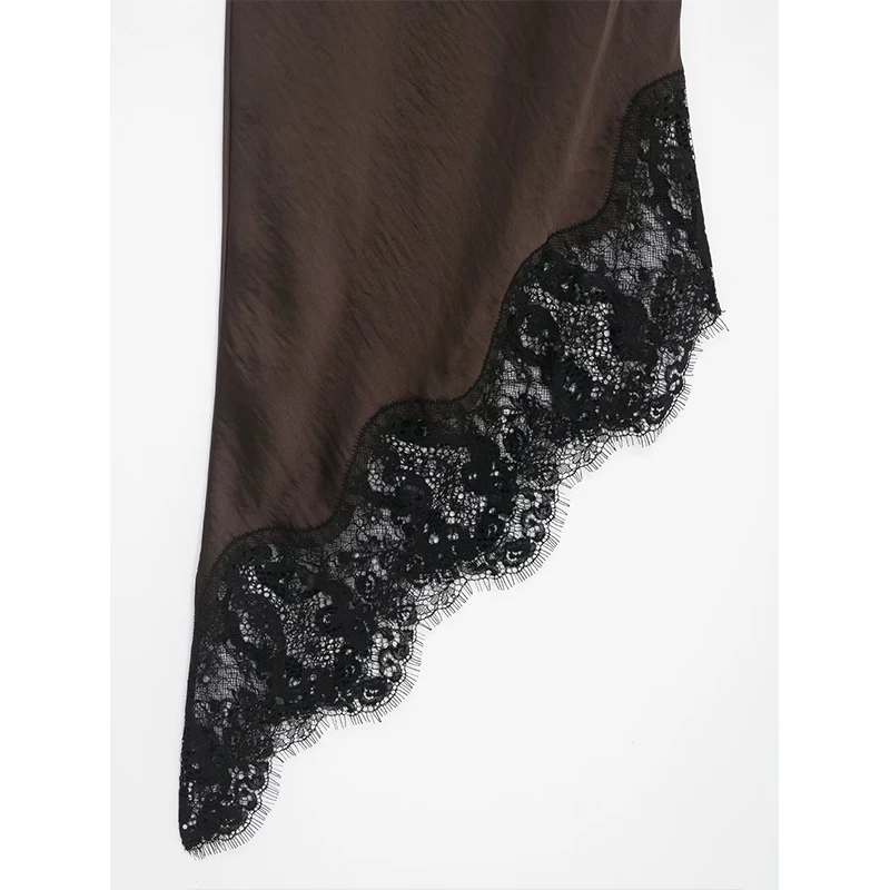 Lace Slip Midi Dress Women Satin Backless Summer Dress Woman Asymmetric Party Women's Dress Sexy Beach Dresses for Women