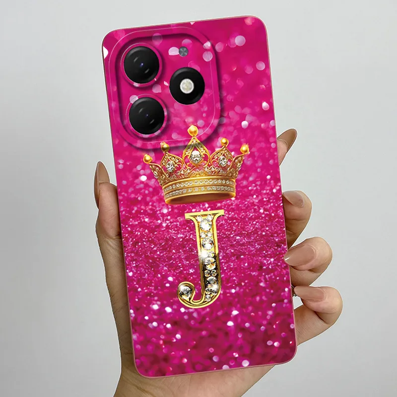 Crown Letter Silicone Soft Phone Case with Camera Protection and Back Cover Bumper