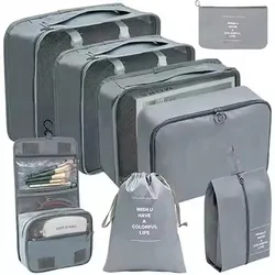 Ultimate Travel Packing Cube Set - 8 - Piece Portable Luggage Organizer (8 D grey)