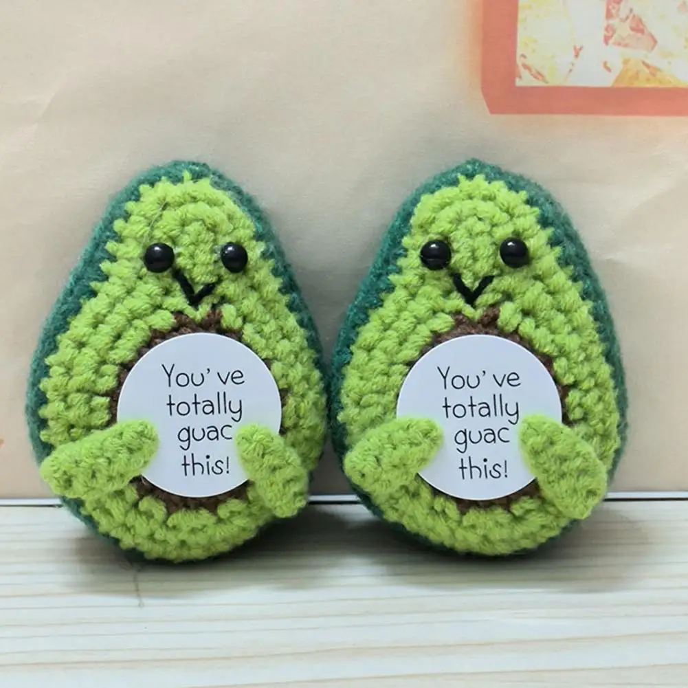 Crochet Comforting Toy Handmade Crocheted Avocado Doll with Base Emotional Support Stress Relief Comforting Toy for Kids Adults stress relief decal rainbow cat theme fidget stickers waterproof stress relief decals for phone laptop self adhesive for adults