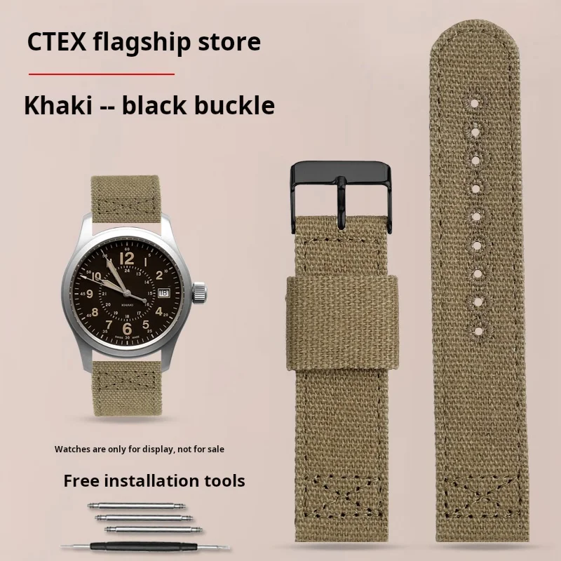 Men's Waterproof Canvas Watch Strap Bracelet, 20mm/22mm - Premium Quality