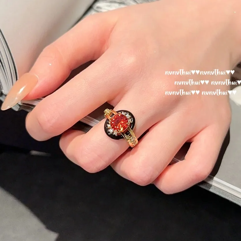 Handcrafted Luxury Antique Ruby Ring with Enamel and 18K Gold Plating