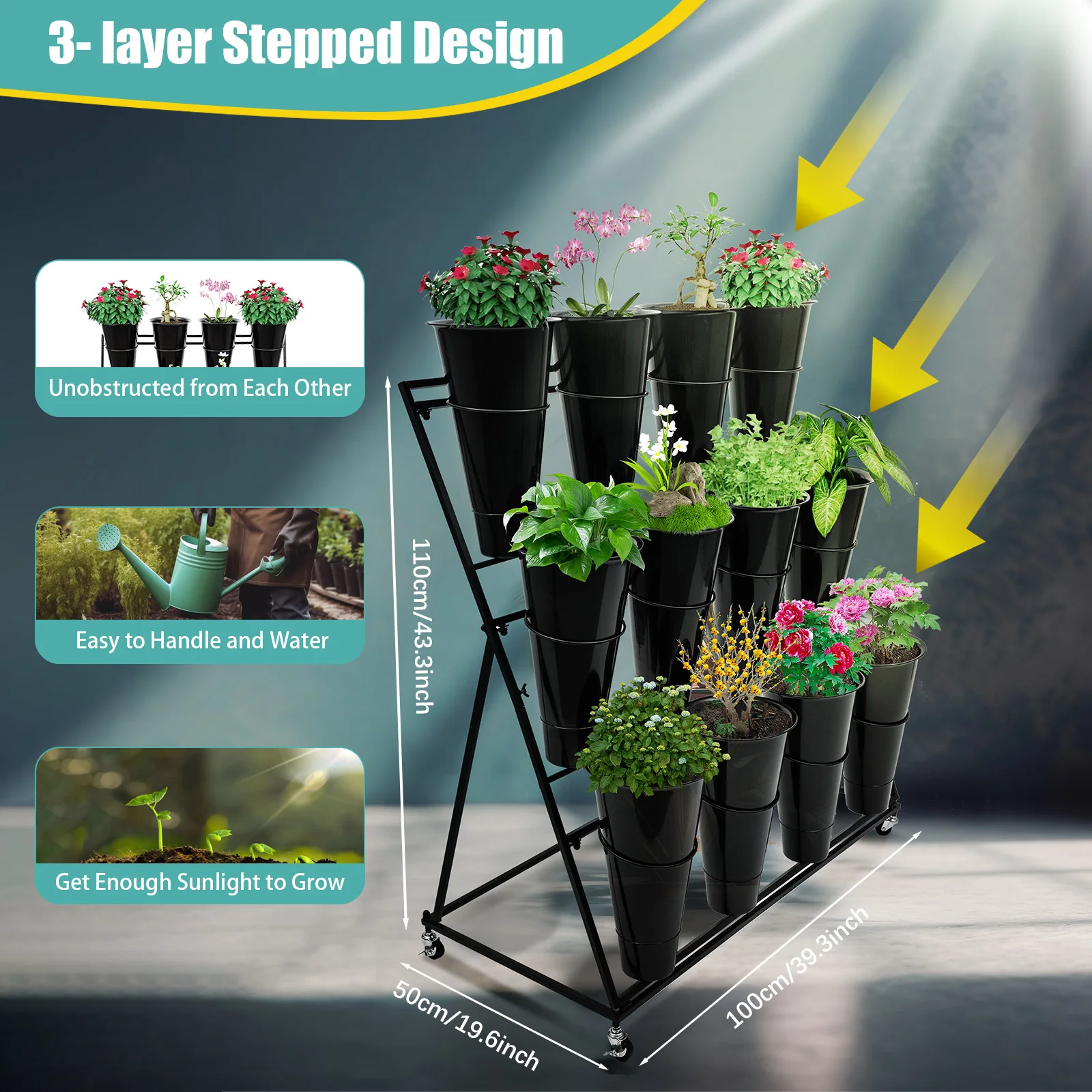 

3 Layers Flower Stand Rack Storage Shelf Iron Plant Holder Home Garden Flower Pot Organizer Balcony Storage Rack Shelves