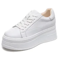 2025 Spring New Genuine Leather Casual Women's Shoes Thick Sole Inner Heightened Small White Shoes Women's Casual Sports Shoes 1