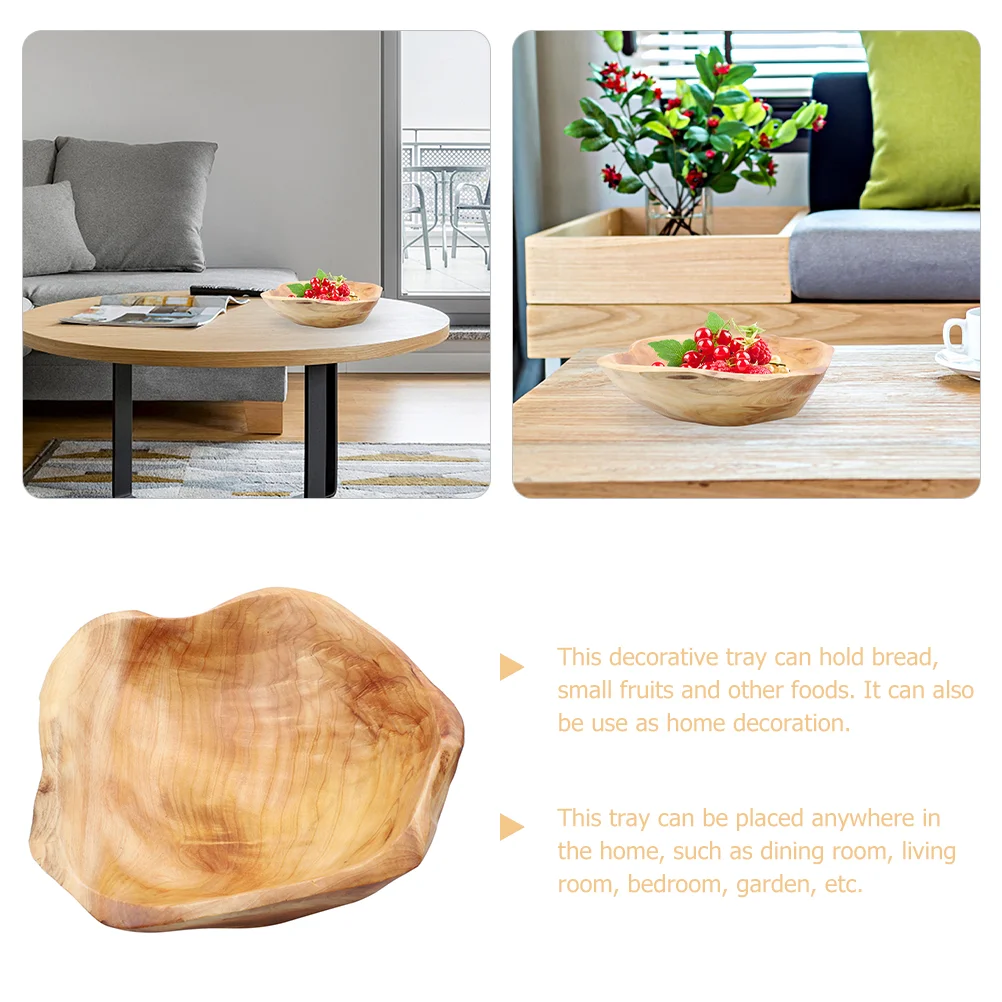 Root Carved Solid Wood Fruit Plate Serving Tray Decorative Cushions for Living Room Bowl Food Wooden Dish Jewelry Snacks 6