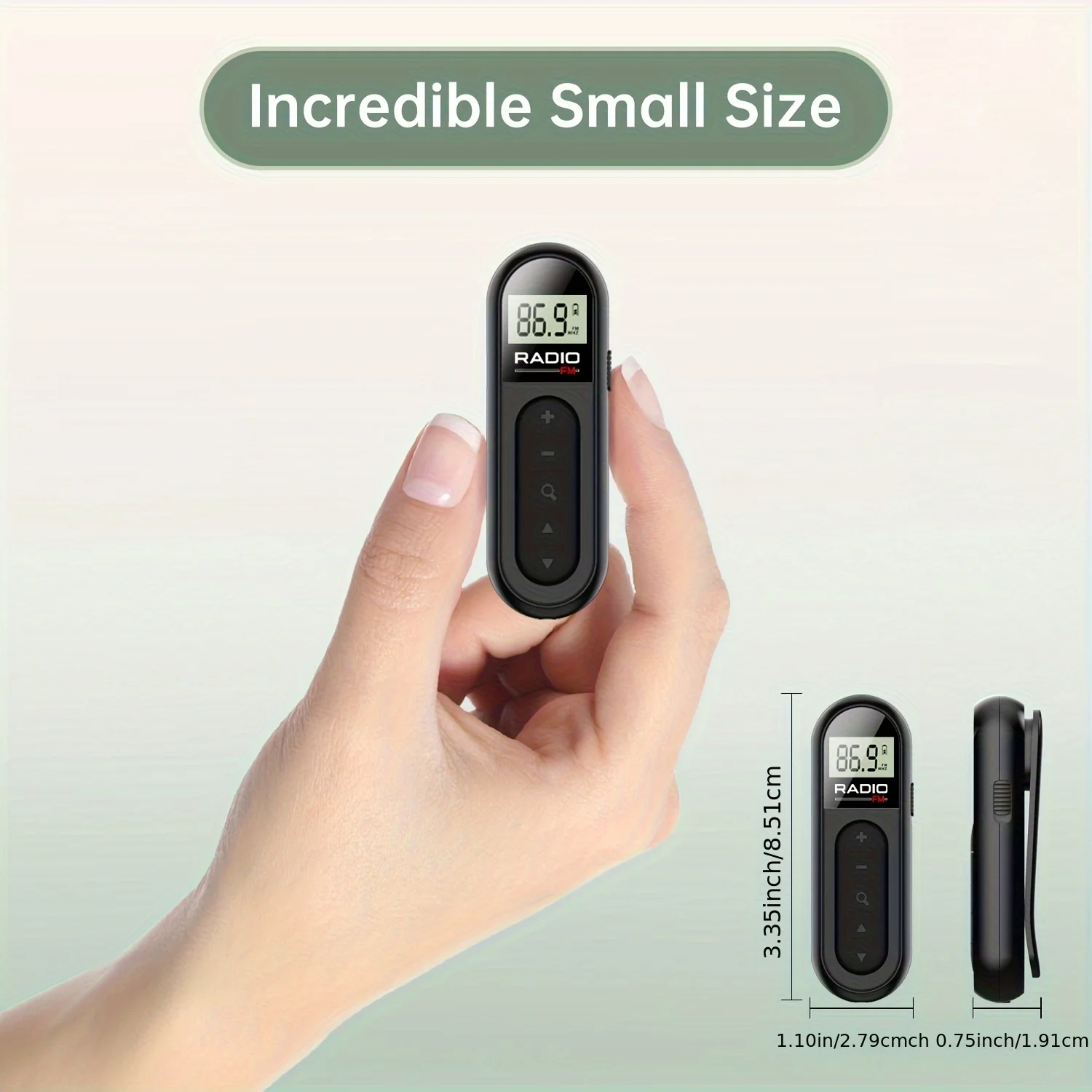Mini Portable FM Radio Rechargeable with Clip Suitable for Meetings Tours Comes with Earphones