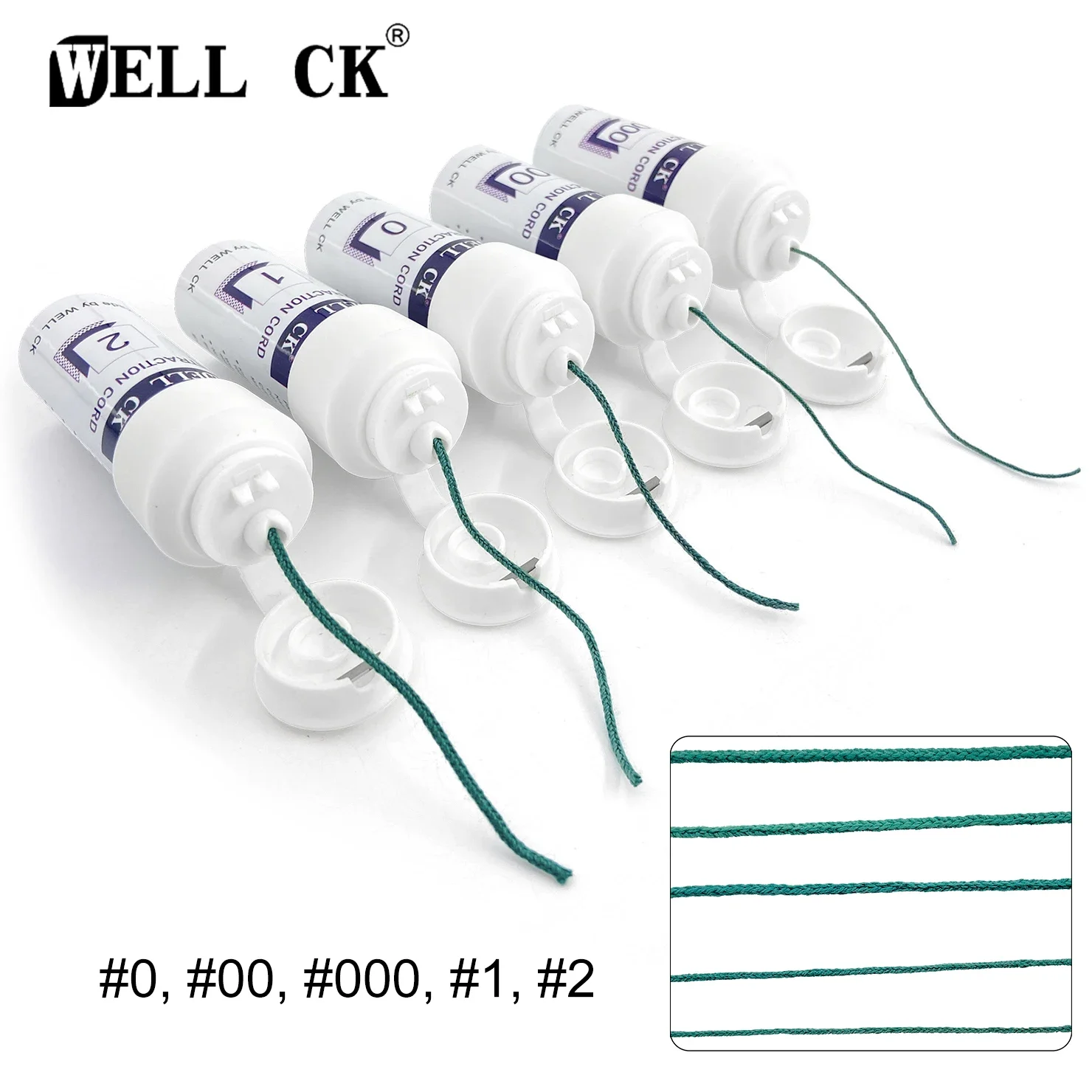 WELLCK – fil dentaire jetable, cordon de rétraction gingivale, ligne de gomme en coton tricoté, matériel de dentiste, 5 tailles 0 00 000 1 2, 1 bouteille