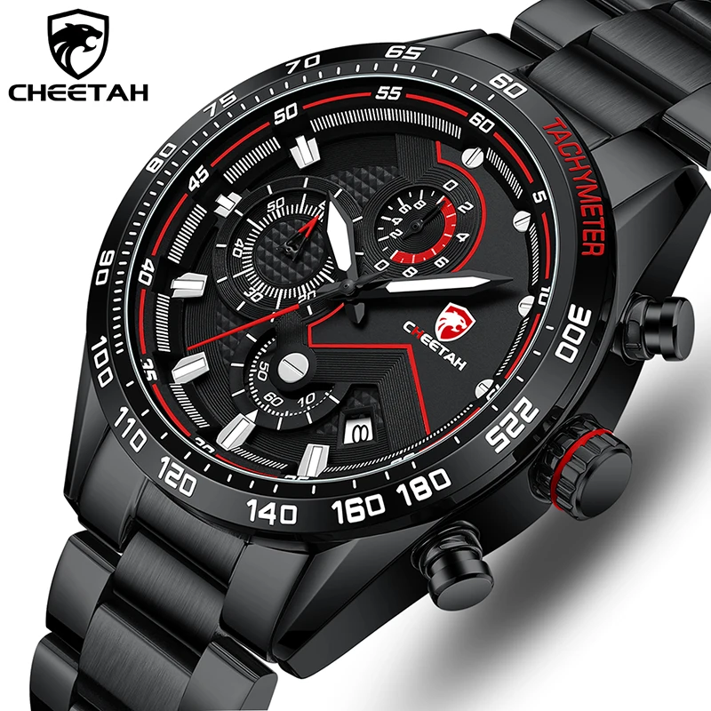

Luxury Brand CHEETAH Fashion Casual Watch For Men Steel Band Waterproof Chronograph Male Clock Luminous Quartz Wristwatch Male