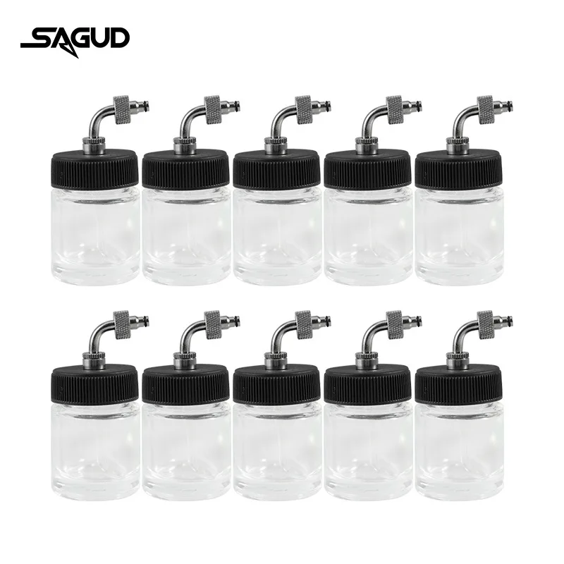 Airbrush Bottles Glass Box of 10PCS 22CC Glass Jar Bottle with Cover Adaptor Paint Bottle for Siphon Airbrush Accessories