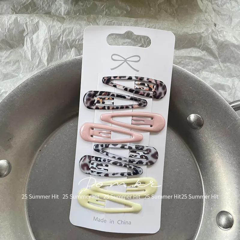 8 teile/satz Leopard Print Haar Clips für Frauen Mädchen Vintage Geometrische Stern BB Clips Pony Haarnadeln Barrettes Haar Zubehör Set – Detail 11