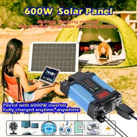Onduleur solaire 6000W, système de production d'énergie complet avec panneau solaire 600W, sortie 110V/220V, alimentation domestique extérieure Mobile 3